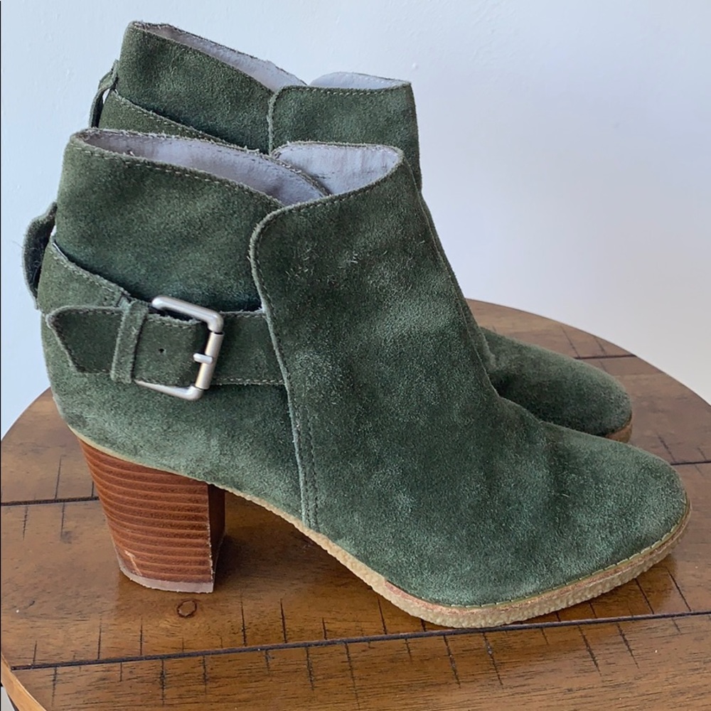 Sage Green Suede GAP Ankle Boot Stacked Heel 8